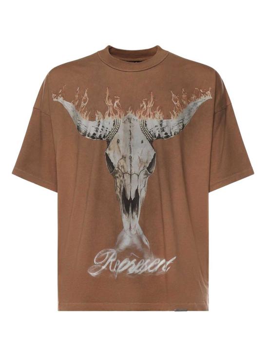  리프레젠트 탑 Represent 코튼 헴프 저지 티셔츠 더스티 브라운