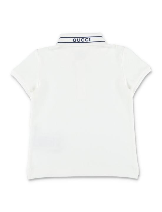  [키즈] 구찌 탑 로고 트림 피케 폴로 셔츠 (신상 화이트) - GUCCI