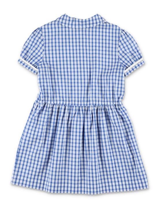  [키즈] 구찌 원피스 키즈 걸즈 코튼 깅엄 드레스, 미스터 맨 블루/화이트 - GUCCI