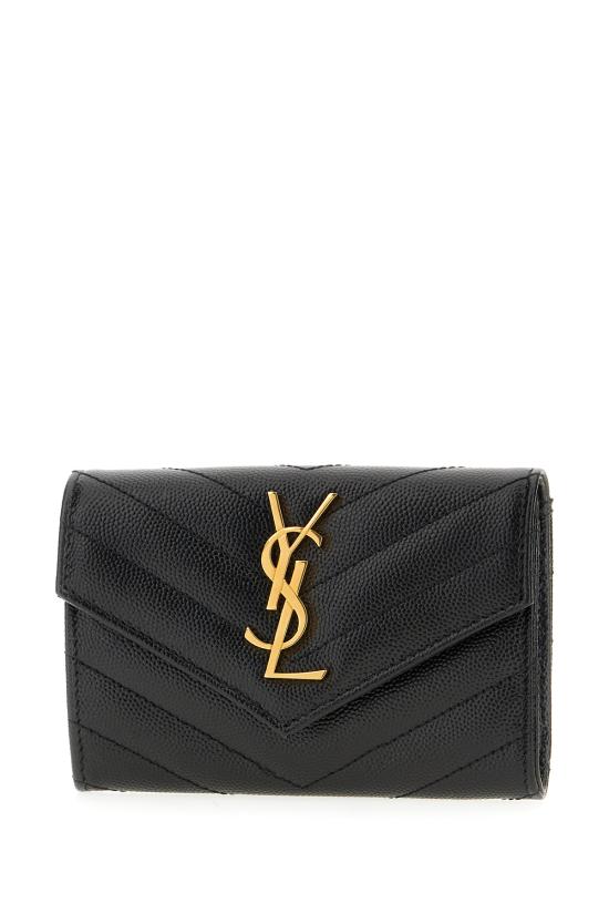 26SS 생로랑 그랑드 뿌드르 엠보스드 레더 카산드라 마틀라세 스몰 엔벨로프 지갑 414404BOW01 1000 Nero - SAINT LAURENT