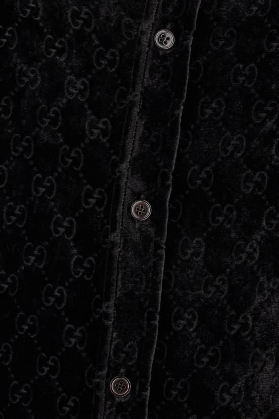 26SS 구찌 스트레치 GG 벨벳 데보레 셔츠 860674ZAUS4 1000 NERO - GUCCI