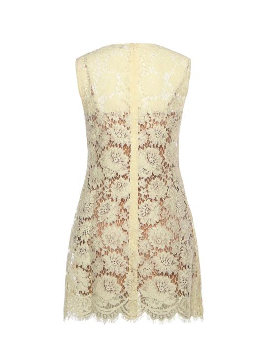  셀프 포트레이트 원피스 레이스 라인스톤 장식 드레스 옐로우 - SELF PORTRAIT