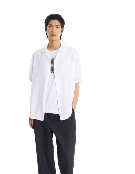  메종키츠네 탑 메종 키츠네 린넨 리조트 셔츠 화이트 - MAISON KITSUNE