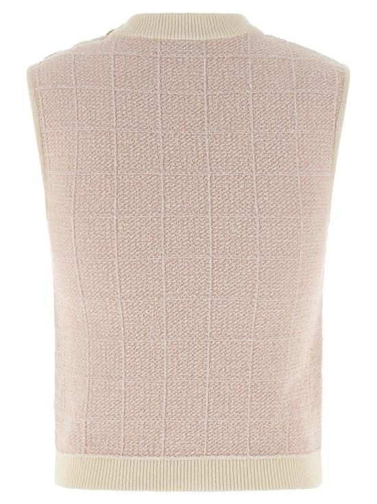  발망 베스트 Balmain Testa Di Leone 트위드  핑크 - BALMAIN