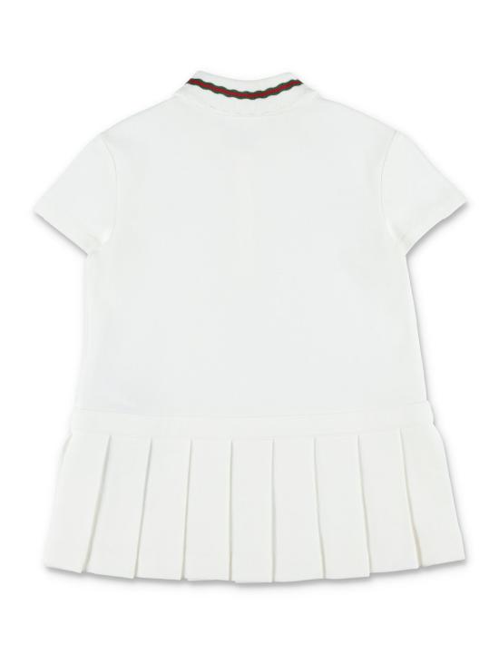  [키즈] 구찌 원피스 키즈 걸즈 코튼 피케 폴로 드레스 (웹 디테일 포함) 새 상품 화이트 - GUCCI