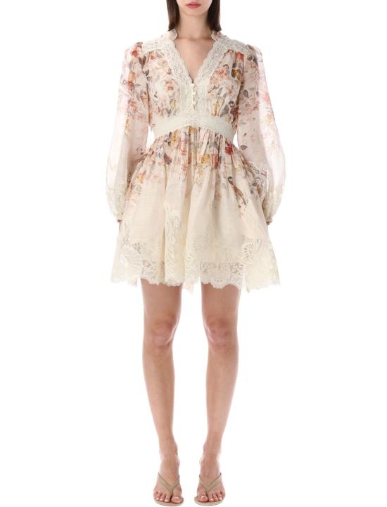  짐머만 숏 원피스 루나 레이스 랜턴 미니 드레스 크림 송 버드