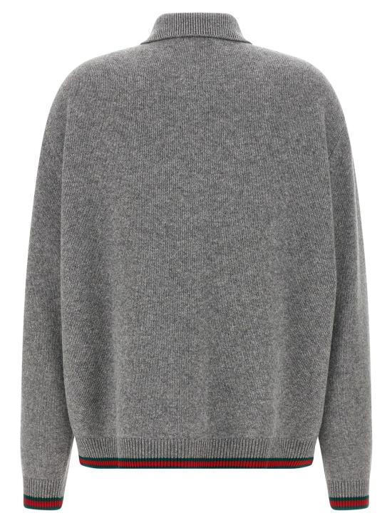  구찌 가디건 폴로 울 캐시미어  그레이 - GUCCI