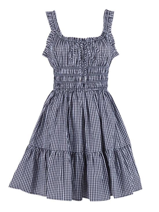  마이클 코어스 숏 원피스 깅엄 미니 드레스 블랙