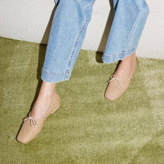  프레다 살바도르 플랫 슈즈 자다 스퀘어 토 발레 플랫 라떼