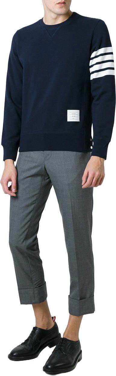 26SS 톰브라운 로고 패치 엔지니어드 4바 스웨트셔츠 MJT021H00535461 NAVY - THOM BROWNE