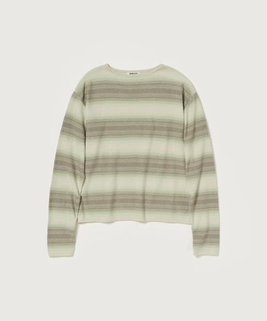26SS 오라리 스웨터 A26SP02GB LIME GRAY STRIPE DOM