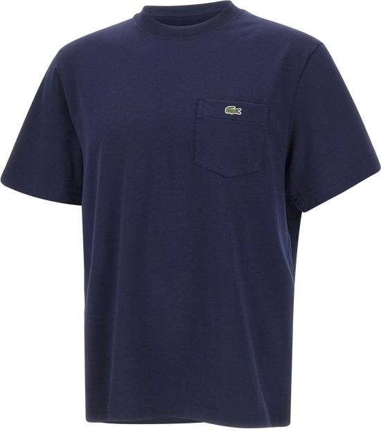 26SS 라코스테 브레스트 포켓 코튼 반팔 티셔츠 TH2827166 NAVY