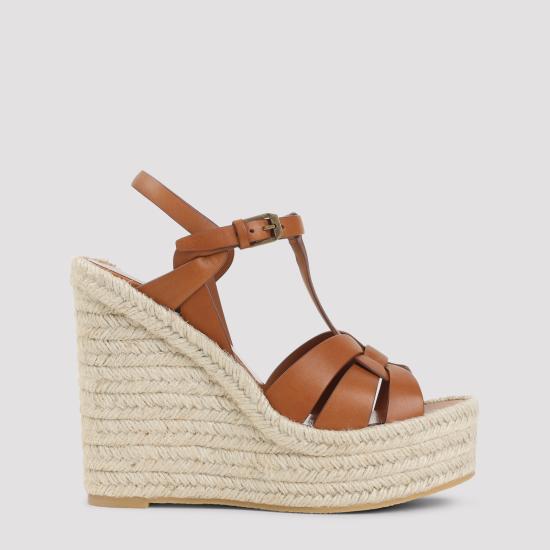 26SS 생로랑 트리뷰트 에스파드리유 웻지 스무스 레더 611924 BDA00 2206 AMBRA