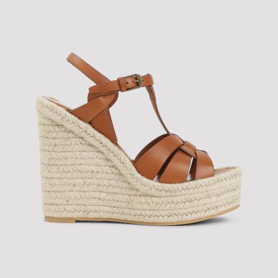 26SS 생로랑 트리뷰트 에스파드리유 웻지 스무스 레더 611924 BDA00 2206 AMBRA - SAINT LAURENT