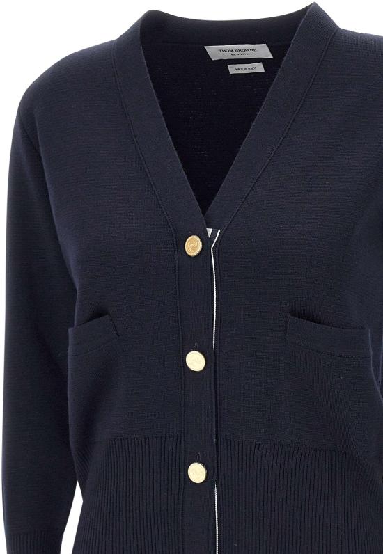 26FW 톰브라운 파인 메리노 울 4바 클래식 V넥 가디건 FKC207A00014415 NAVY - THOM BROWNE