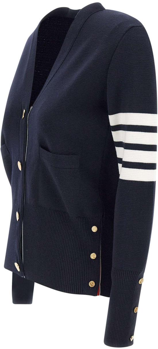 26FW 톰브라운 파인 메리노 울 4바 클래식 V넥 가디건 FKC207A00014415 NAVY - THOM BROWNE