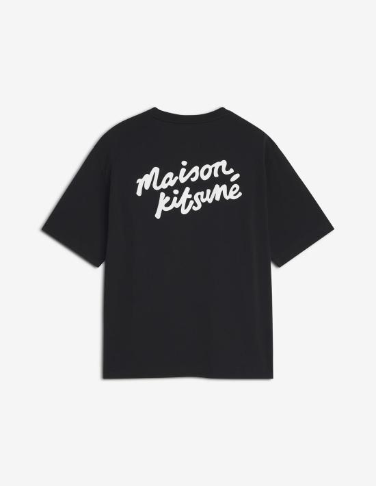 26SS 메종키츠네 핸드라이팅 오버사이즈 티셔츠 PM00110KJ0119 O197 BLACK WHITE - MAISON KITSUNE