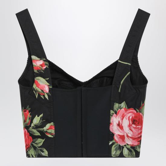 26SS 돌체앤가바나 로즈 부케 프린트 코튼 뷔스티에 탑 F7BB1THS5UT Multicolor - DOLCE & GABBANA