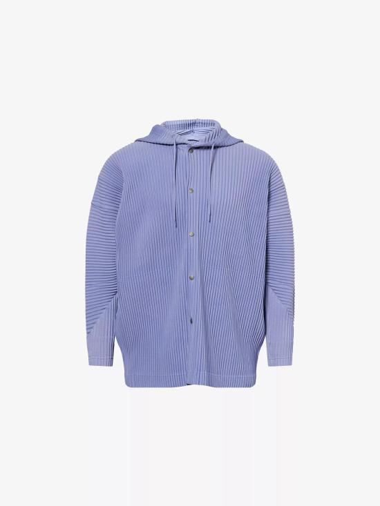26SS 옴므 플리세 이세이 미야케 후드 티셔츠 HP66JC02180 MANAROLA WALL VIOLET DOM