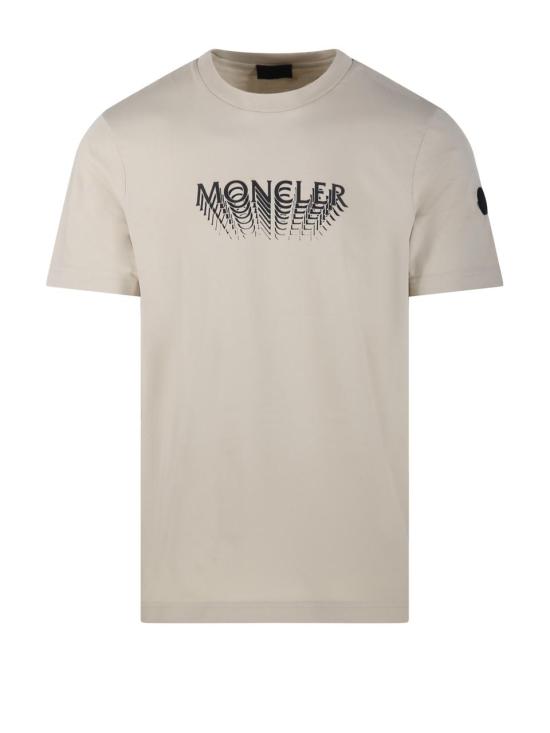 26SS 몽클레어 로고 프린트 티셔츠 8C00022 89AYW 216 LIGHT BEIGE DOM