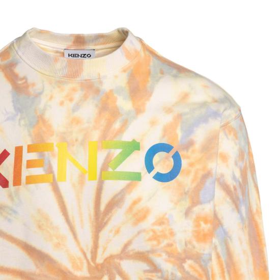  겐조 긴팔 티셔츠 코튼 로고 스웨트셔츠 오렌지 - KENZO