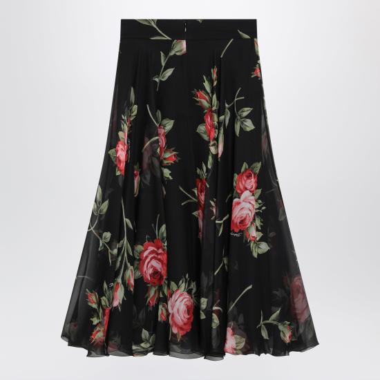 26SS 돌체앤가바나 로즈 부케 프린트 쉬폰 서클 스커트 F4CSOTIS11F Multicolor - DOLCE & GABBANA