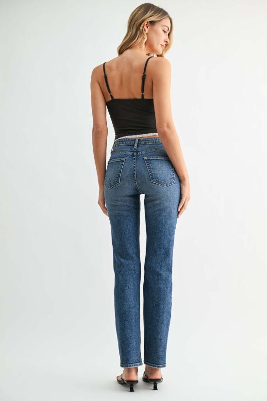  저스트 블랙 데님 데님 팬츠 미드라이즈 스토브파이프 스트레이트 진 미디엄 데님 - JUST BLACK DENIM