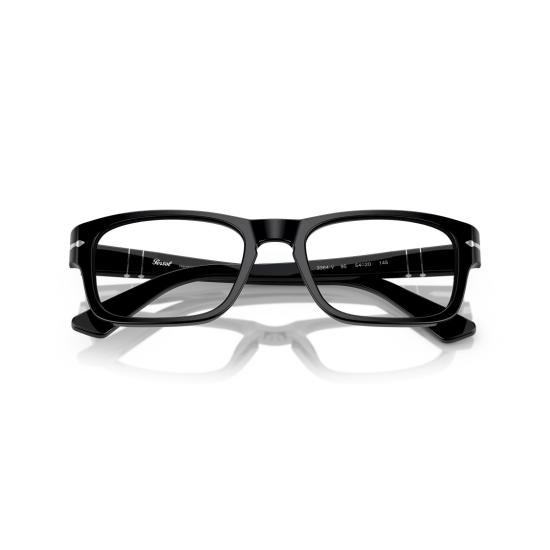 26SS 페르솔 안경 0Po3364v 직사각형 블랙 아세테이트 안경테 (실버 화살표 디테일) - PERSOL