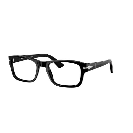 26SS 페르솔 안경 0Po3364v 직사각형 블랙 아세테이트 안경테 (실버 화살표 디테일) - PERSOL