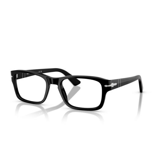 26SS 페르솔 안경 0Po3364v 직사각형 블랙 아세테이트 안경테 (실버 화살표 디테일) - PERSOL