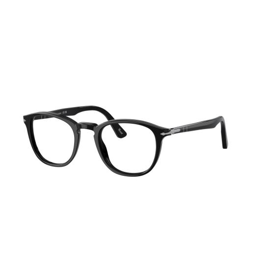 26SS 페르솔 안경 0Po3143v 유광 블랙 아세테이트 원형 프레임 안경 - PERSOL