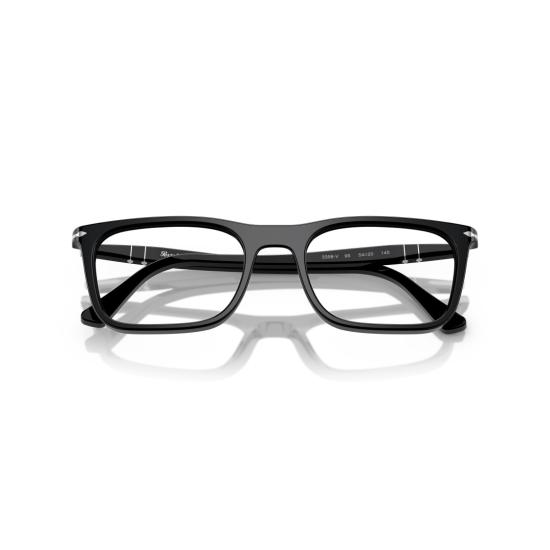26SS 페르솔 안경 0Po3358v 직사각형 유광 블랙 아세테이트 안경테 (실버 포인트) - PERSOL