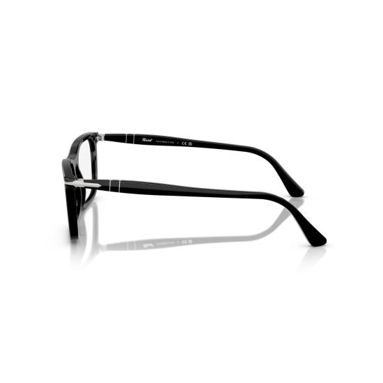 26SS 페르솔 안경 0Po3358v 직사각형 유광 블랙 아세테이트 안경테 (실버 포인트) - PERSOL