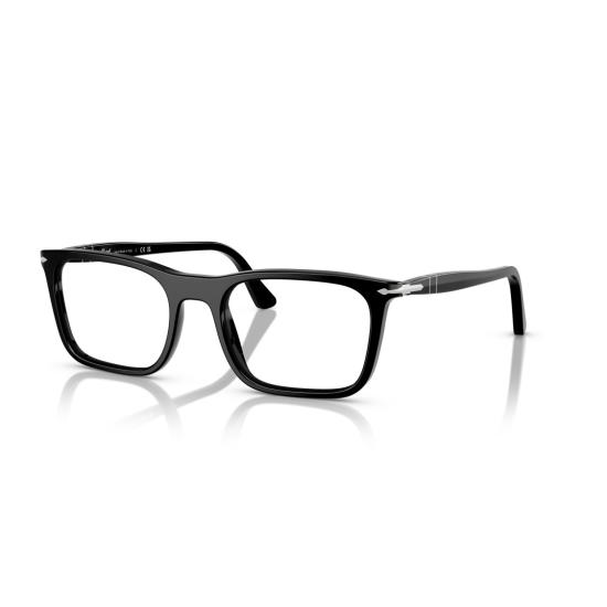 26SS 페르솔 안경 0Po3358v 실버 액센트가 있는 직사각형 아세테이트 안경 - PERSOL