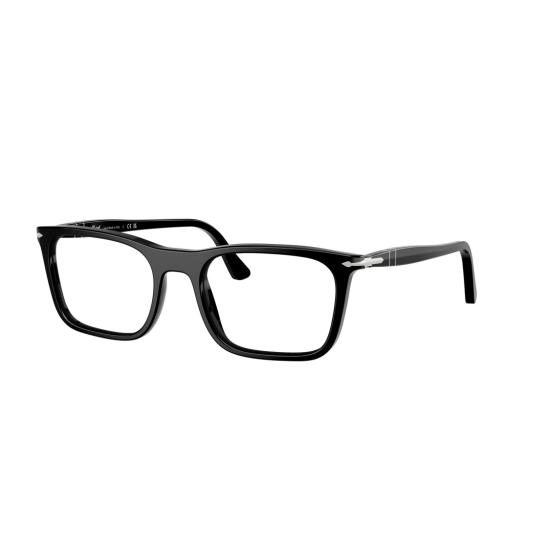26SS 페르솔 안경 0Po3358v 실버 액센트가 있는 직사각형 아세테이트 안경 - PERSOL