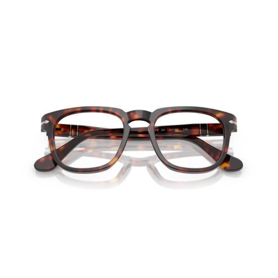 26SS 페르솔 안경 0Po3376v 은색 포인트가 있는 호피무늬 아세테이트 사각 프레임 안경 - PERSOL