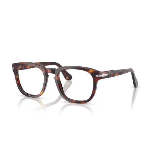 26SS 페르솔 안경 0Po3376v 은색 포인트가 있는 호피무늬 아세테이트 사각 프레임 안경 - PERSOL