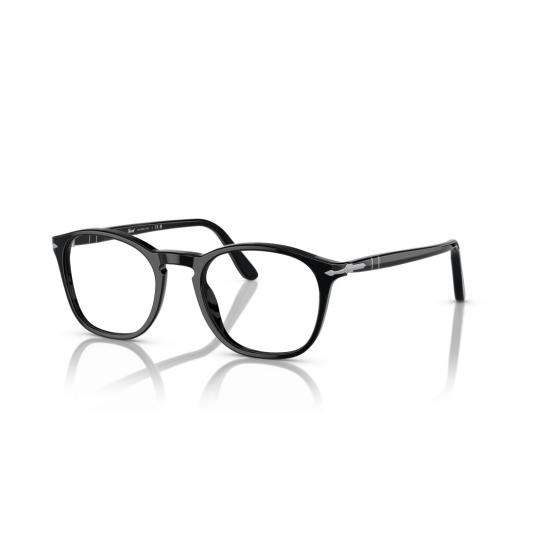 26SS 페르솔 안경 0Po3007v 클래식 원형 블랙 아세테이트 안경테 (실버 포인트) - PERSOL