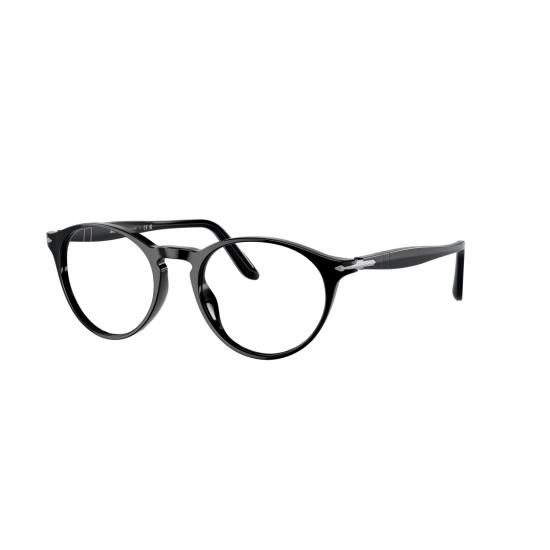 26SS 페르솔 안경 0Po3092v 유광 블랙 아세테이트 원형 프레임 안경 - PERSOL
