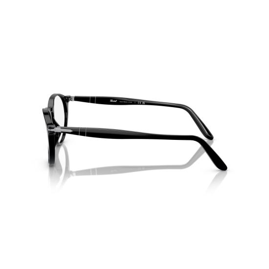 26SS 페르솔 안경 0Po3092v 유광 블랙 아세테이트 원형 프레임 안경 - PERSOL