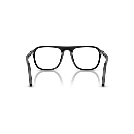 26SS 페르솔 안경 0Po3359v 실버 액센트가 있는 유광 블랙 직사각형 아세테이트 안경 - PERSOL