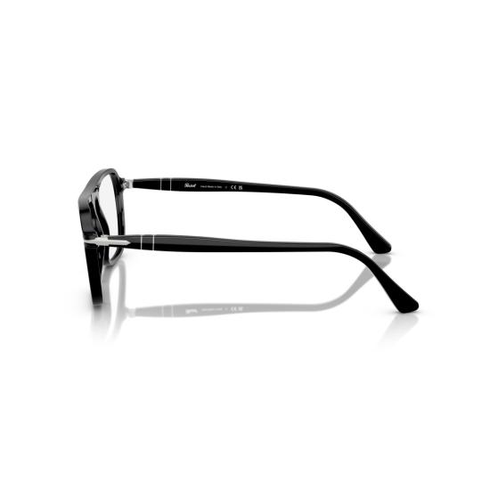 26SS 페르솔 안경 0Po3359v 실버 액센트가 있는 유광 블랙 직사각형 아세테이트 안경 - PERSOL