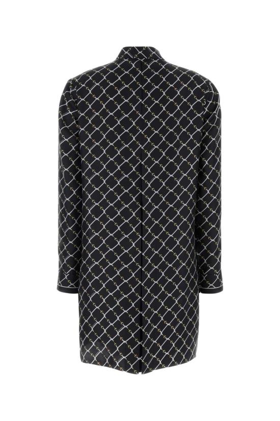  구찌 숏 원피스 프린트 실크 미니 드레스 블랙/화이트 - GUCCI