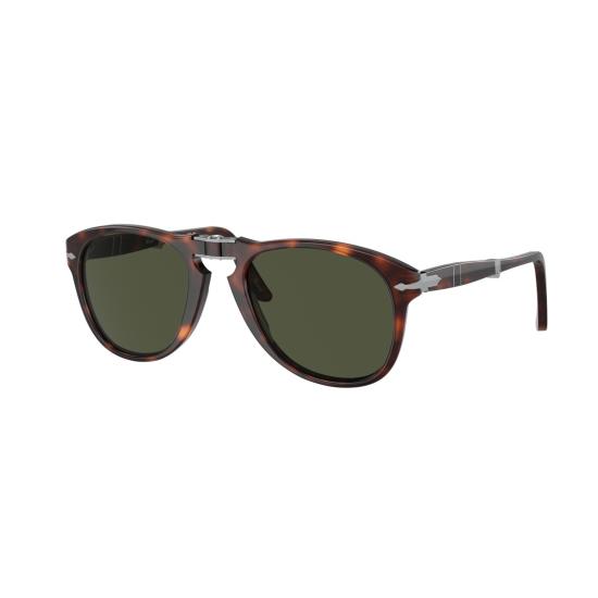 26SS 페르솔 선글라스 0Po0714 실버 액센트가 있는 둥근 호피무늬 아세테이트 - PERSOL