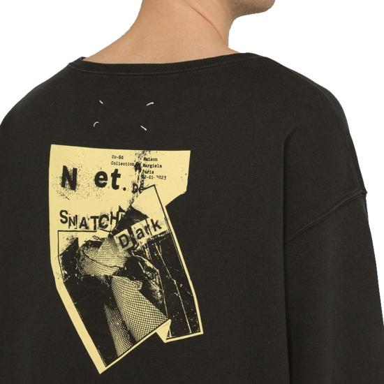 마르지엘라 긴팔 티셔츠 메종  코튼 오버사이즈 스웨트셔츠 블랙 - MAISON MARGIELA
