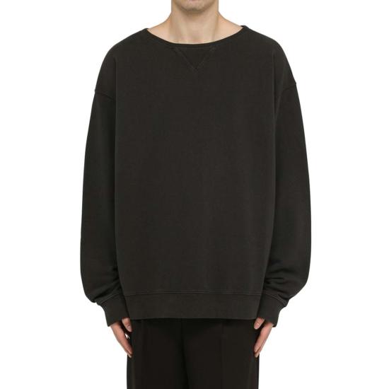  마르지엘라 긴팔 티셔츠 메종  코튼 오버사이즈 스웨트셔츠 블랙 - MAISON MARGIELA