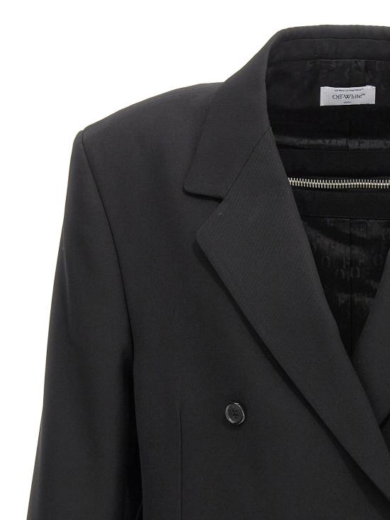  오프화이트 수트 자켓 오우 엠브 버진 울 블레이저 블랙 - OFF WHITE