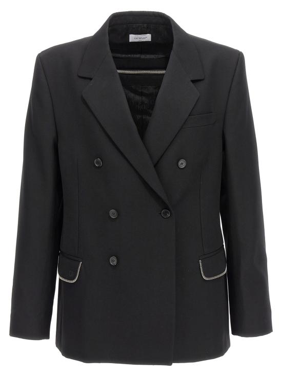  오프화이트 수트 자켓 오우 엠브 버진 울 블레이저 블랙