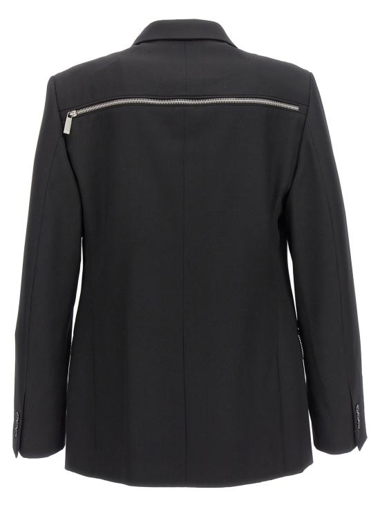  오프화이트 수트 자켓 오우 엠브 버진 울 블레이저 블랙 - OFF WHITE