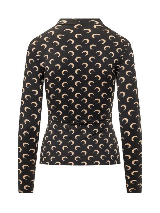 26SS 마린세르 문 프린티드 저지 세컨드 스킨 하이넥 탑 WTS005ACJER0001 IT99 INVERSE TAN - MARINE SERRE